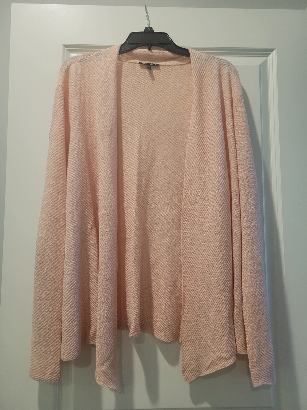 Eileen Fisher linen cardigan open front draped cardigan soft pink XL
